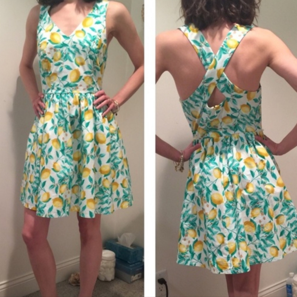 Elle Lemon Print Dress Size 4‎ - Picture 8 of 8